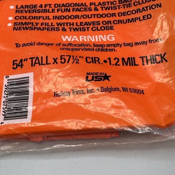 Decorative Pumpkin Lawn Bags Halloween And Jumbo Dec-o-Lantern Party Leaf Bags - Picture 8 of 9